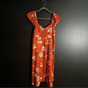Mlle Gabrielle Orange Black Floral Short Dress Size 3x